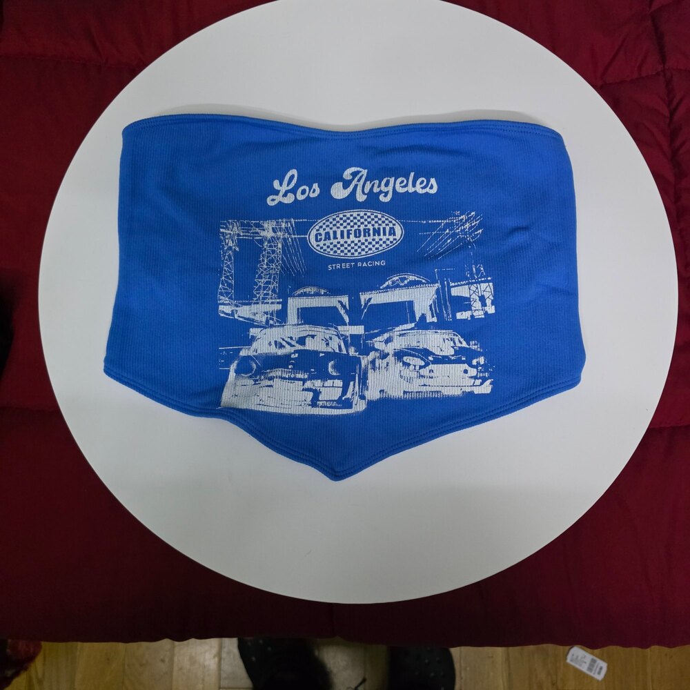 Street Racing Tube Top Blue Los Angeles California Graphic One Size